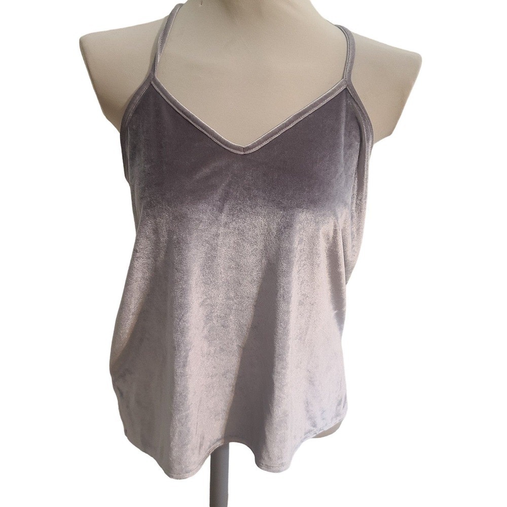 Madewell cross back silver velvet tank top size smal